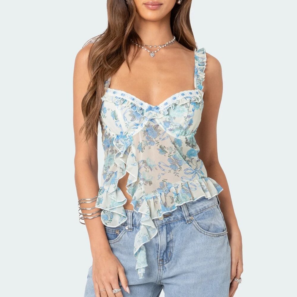 Edikted Cascade Ruffled Bra Top